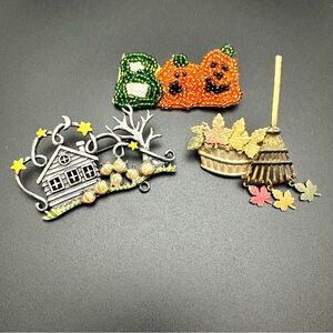 Fall Halloween Harvest theme Brooch Pin lot